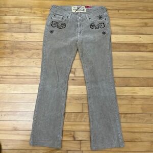 7 For All Mankind x The Great China Wall Studded Corduroy Bootcut Pants Tan Y2K